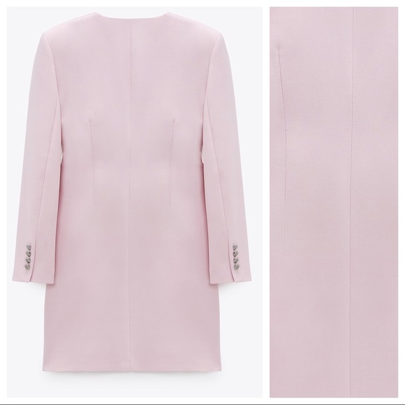 NWT. Zara Pink Draped Blazer Mini Dress Size L. - Picture 7 of 12